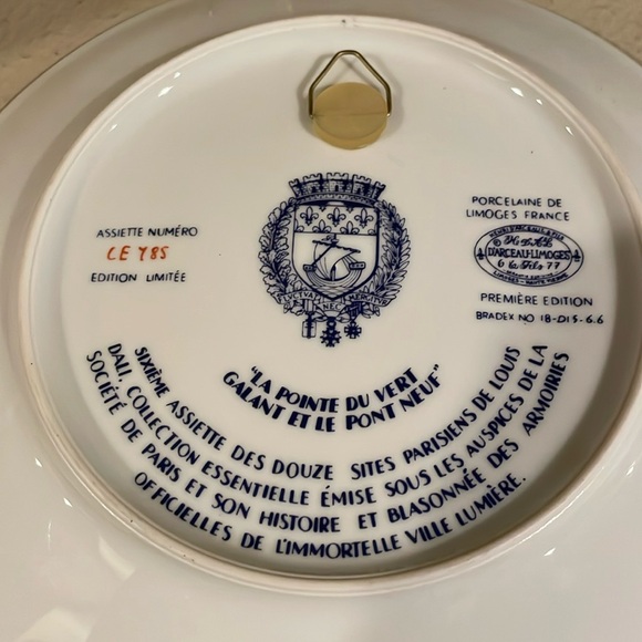 La Pointe de Vert Galant et le Pont Neuf Collector Plate - Picture 5 of 12